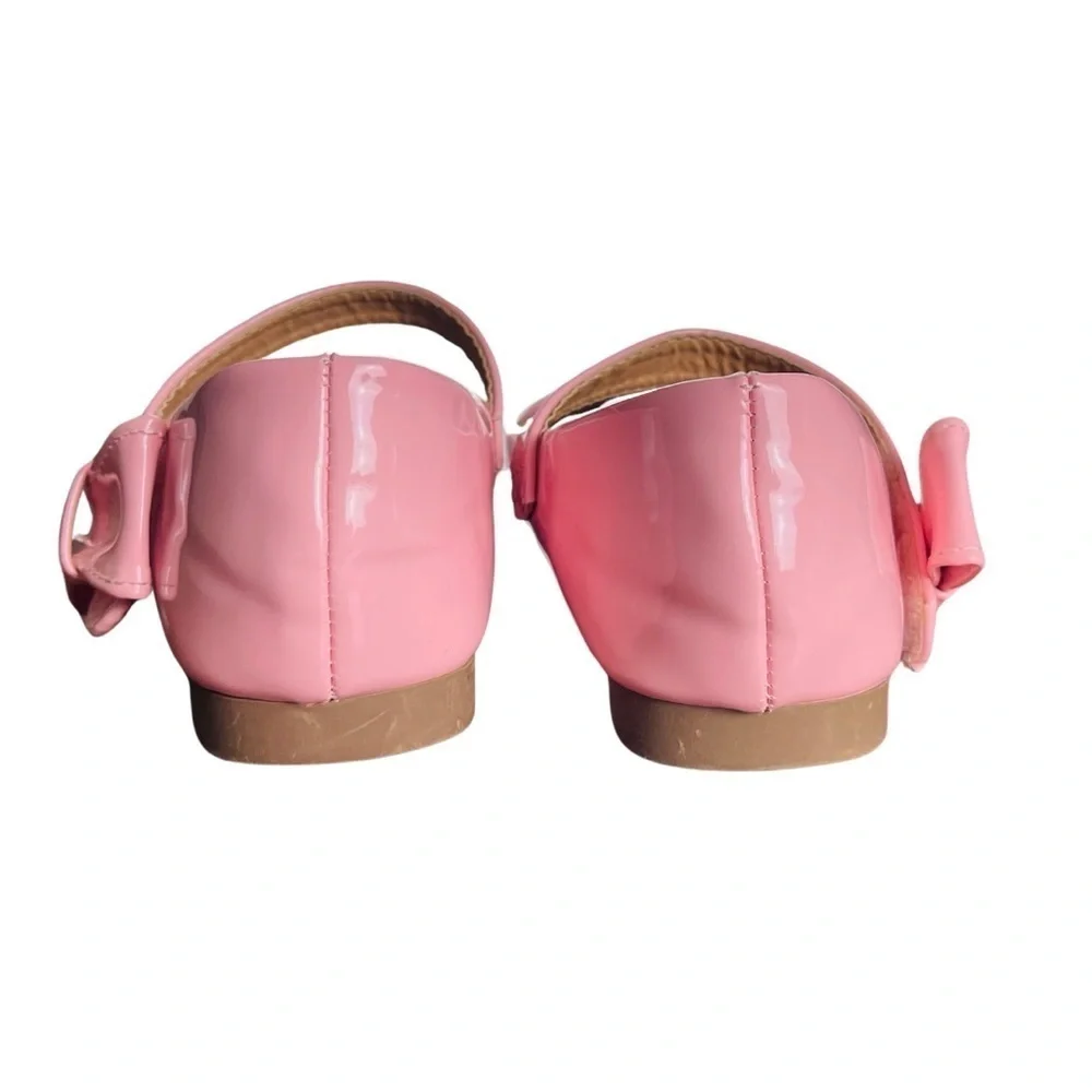 Lucky Top Girls Flat Mary Jane Pink Shoes Size 2 with Bow Detail